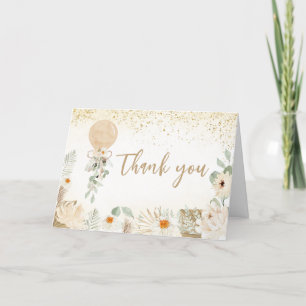 Balloon Greenery Gender Neutral Baby Shower Letterpress Thank You Card