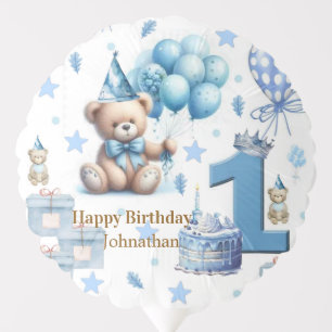 Balloon, Happy 1st. Birthday, Teddy Bear Blue Balloon