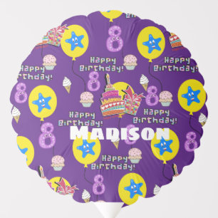 Balloon, Happy 8th Birthday, #8 Purple Balloon