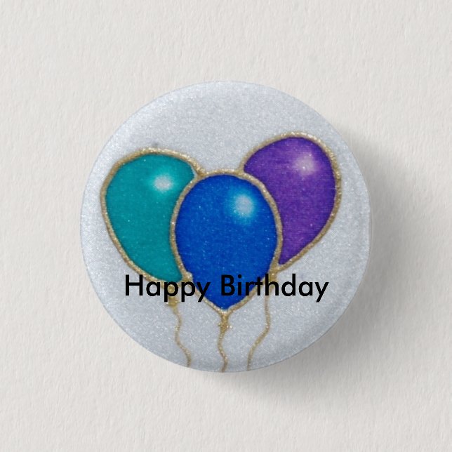 Balloon Happy Birthday Button badge (Front)