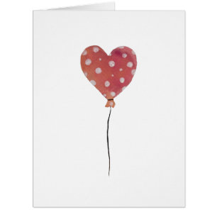 Balloon heart pink peach dot sketch valentine love cards
