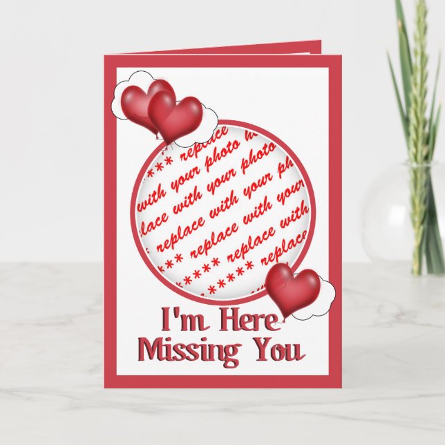 Balloon Heart Valentine Photo Frame Holiday Card (Front)
