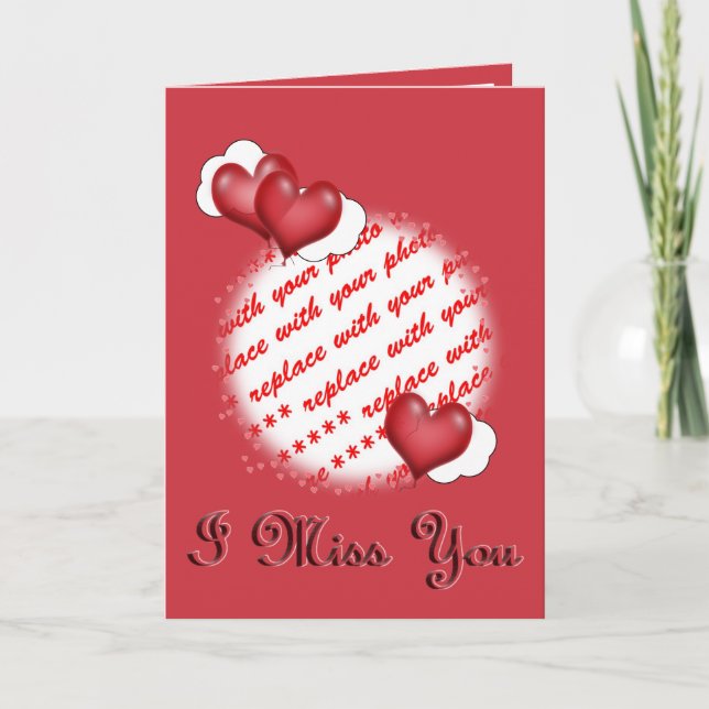 Balloon Heart Valentine Photo Frame Holiday Card (Front)