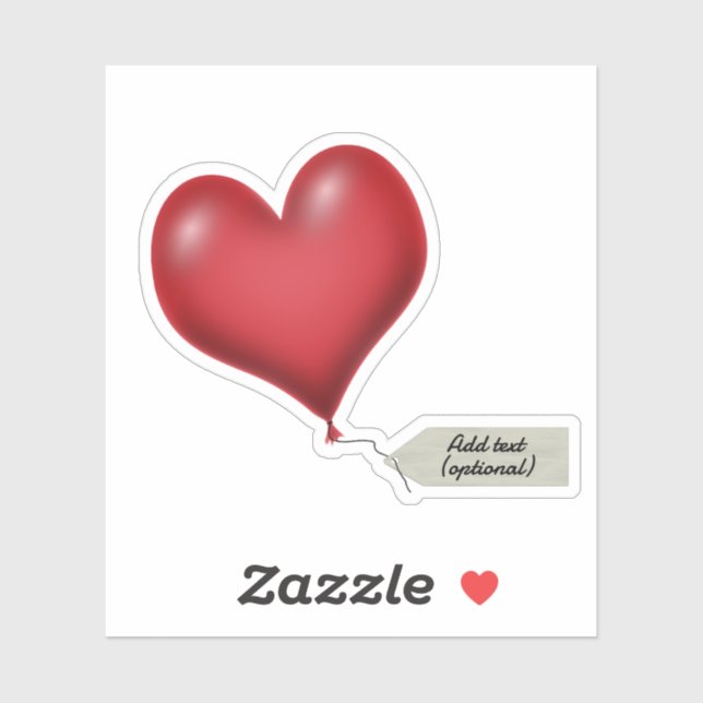 Balloon Heart With Message Tag Sticker (Sheet)