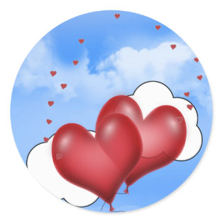 Balloon Hearts With Little Hearts Classic Round Sticker