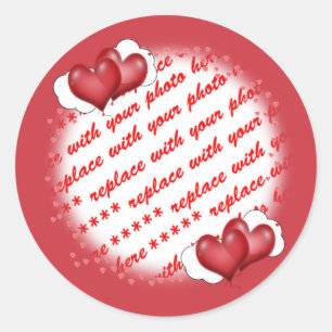 Balloon Hearts with Little Hearts Photo Frame Classic Round Sticker