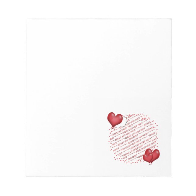 Balloon Hearts with Little Hearts Photo Frame Notepad (Front)