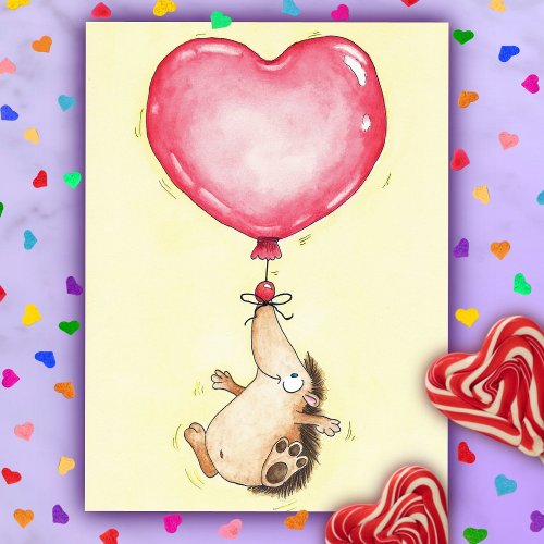 BALLOON HEDGEHOG postcard by Nicole Janes