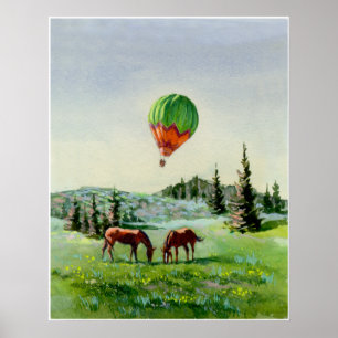 BALLOON & HORSES by SHARON SHARPE Poster