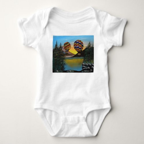  Balloon Hot Air ride over the River RenmaDesign Baby Bodysuit