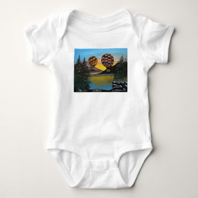  Balloon Hot Air ride over the River RenmaDesign Baby Bodysuit (Front)