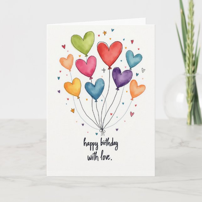 Balloon Illustration Birthday Card (Front)