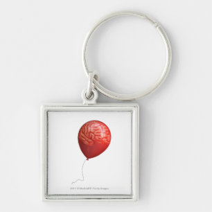 Balloon illustration with a superimposed brain keychain