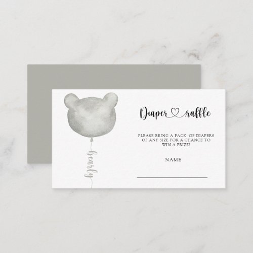 Balloon in the form of a bear diaper raffle ticket enclosure card