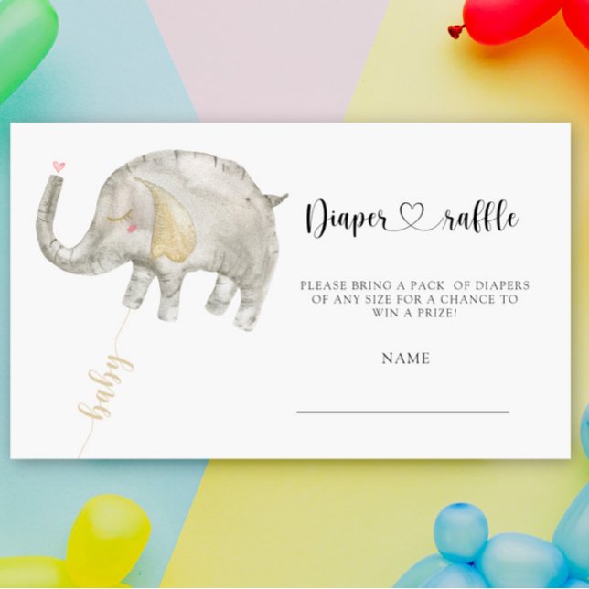 Balloon in the form of a elephant diaper raffle enclosure card (Creator Uploaded)