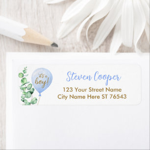  Balloon It's A Boy Baby Shower Return Address Label