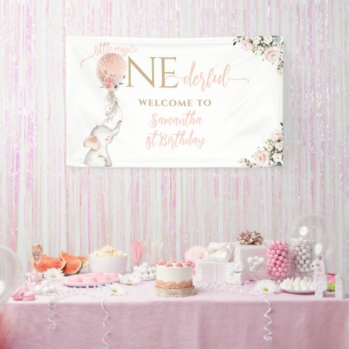 Balloon Little Miss Onederful Girl 1st Birthday Banner