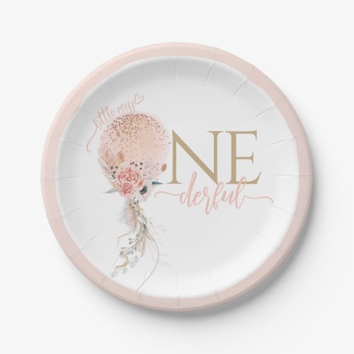 Balloon Little Miss Onederful Girl 1st Birthday Paper Plates