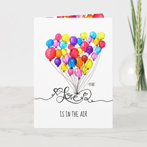 BALLOON LOVE is in the Air  Heart  Valentines Holiday Card