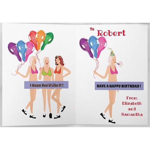 BALLOON naughty rude uncle brother birthday Card