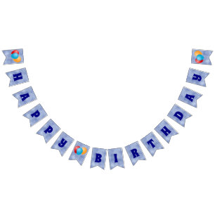 Balloon on Happy Birthday Bunting Flags