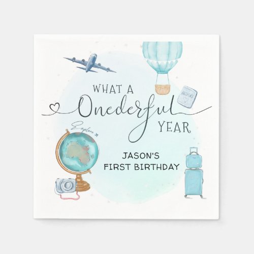 Balloon ONEderful Year 1st First Birthday Napkins