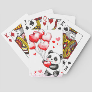 Balloon Panda Love in the Air Poker Cards