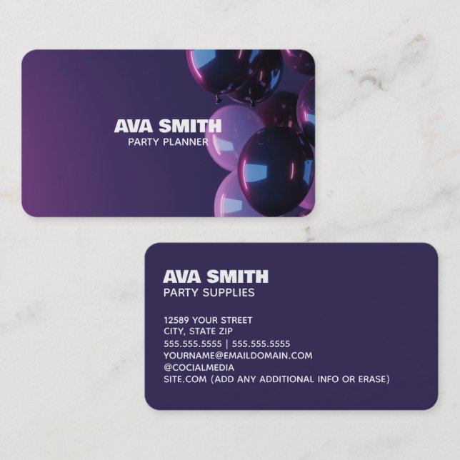 Balloon Party Decor Business Card (Front/Back)