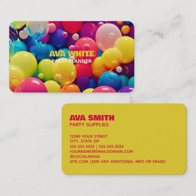 Balloon Party Decor Business Card (Front/Back)