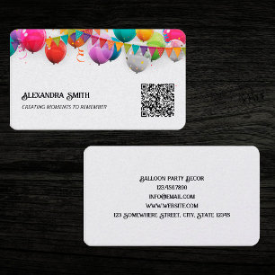 Balloon Party Decor Custom QR Business Card