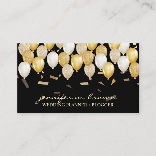 Balloon Party Planner Black Event Business Card