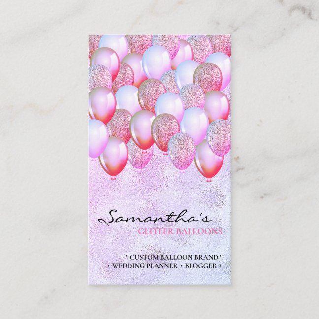 Balloon Party Planner Glitter elegant Business Card