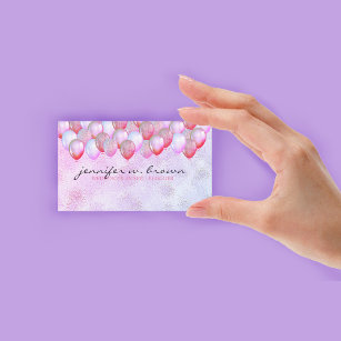 Balloon Party Planner Glitter Pink Business Card
