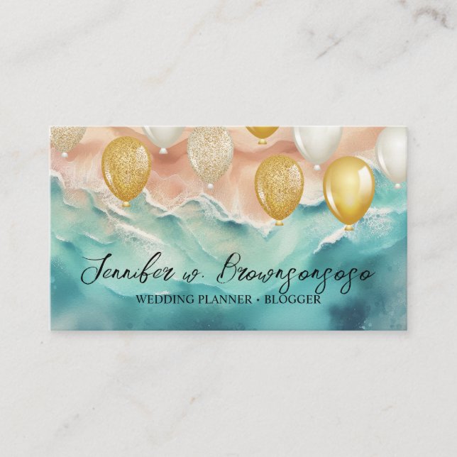 Balloon Party Planner Ocean Beach Sea Business Card (Front)
