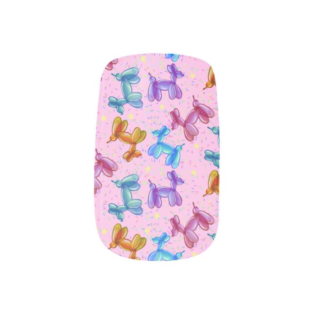 Balloon Party Poodle Minx Nail Art (Left Thumb)