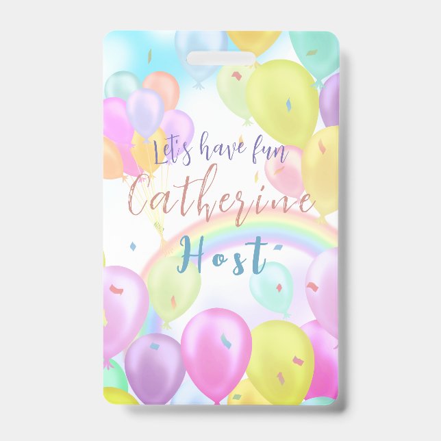 Balloon Pastel Birthday  Badge (Front)