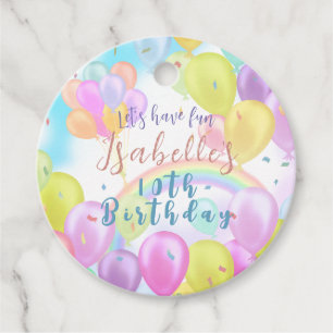 Balloon Pastel Birthday Favor Tags