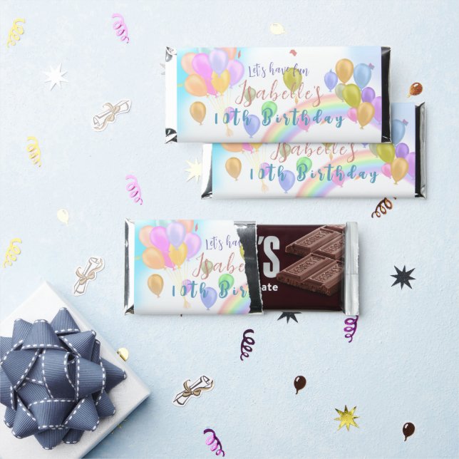 Balloon Pastel Birthday Hershey Bar Favors (Front)