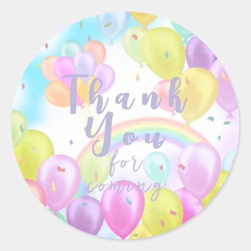 Balloon Pastel Birthday Paper Plates Classic Round Sticker