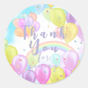 Balloon Pastel Birthday Paper Plates Classic Round Sticker