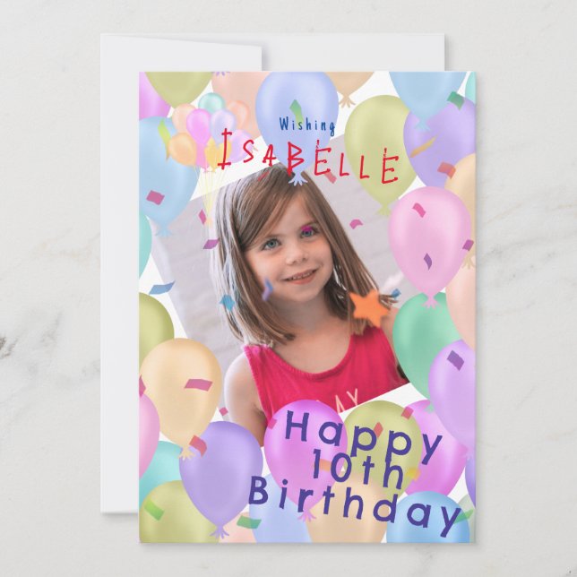 Balloon Pastel Photo Holiday Card (Front)