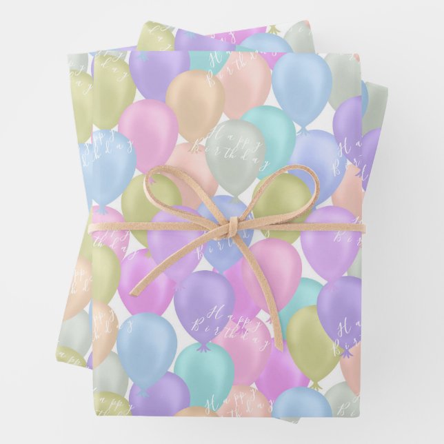 Balloon Pastel Wrapping Paper Sheets (In situ)