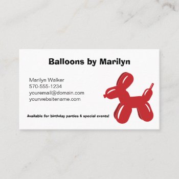 Balloon Sculptor Artist Children's Entertainer Business Card by AwkwardDesignCo at Zazzle