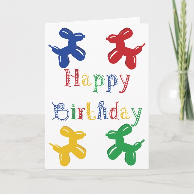 Balloon Sculpture Animals Colorful Dogs Birthday Card (Front)