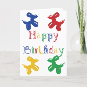 Balloon Sculpture Animals Colorful Dogs Birthday Card