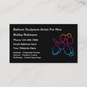 Balloon Sculpture Artist Entertainer Business Card by Luckyturtle at Zazzle