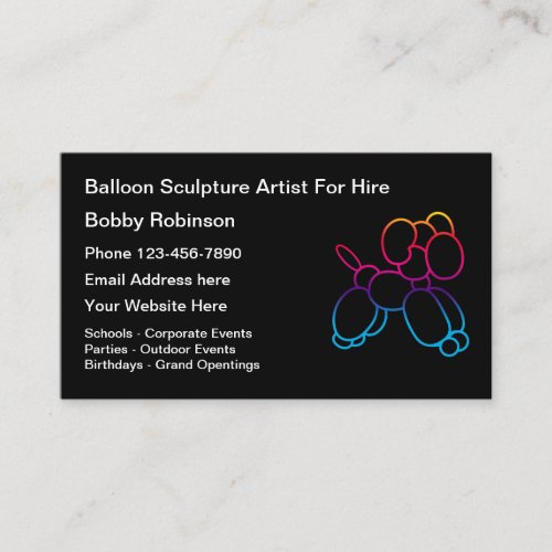 Balloon Sculpture Artist Entertainer Business Card