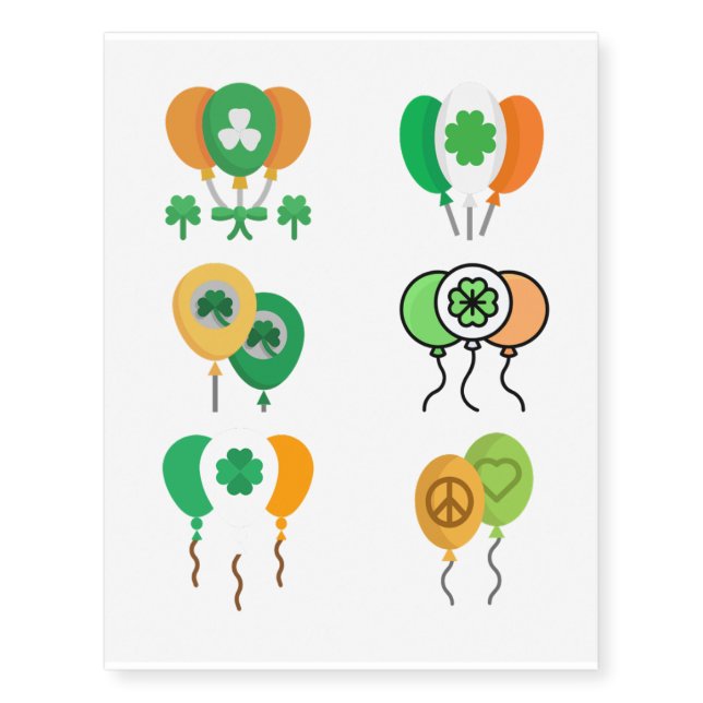 Balloon St. Patty's Day  Temporary Tattoos (Front)