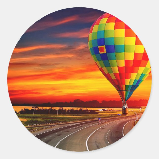 Balloon Sunset Classic Round Sticker (Front)