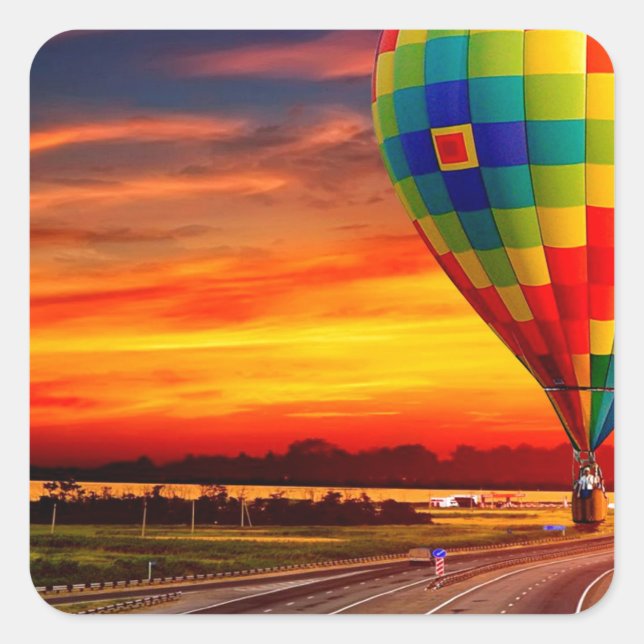Balloon Sunset Square Sticker (Front)
